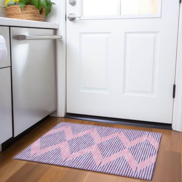 Mayfield Premium Machine Washable Abstract AMF1017 Pink 2 ft. x 3 ft. Area Rug