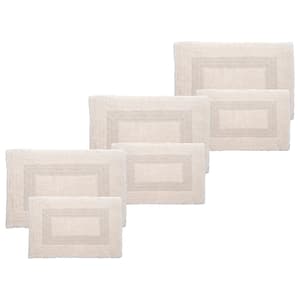 Ivory White 6- Piece Cotton Bathroom Mat Set