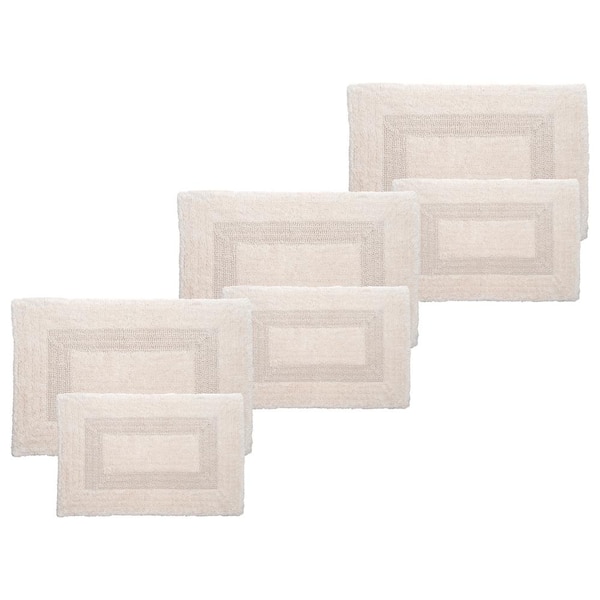 Lavish Home Ivory White 6- Piece Cotton Bathroom Mat Set