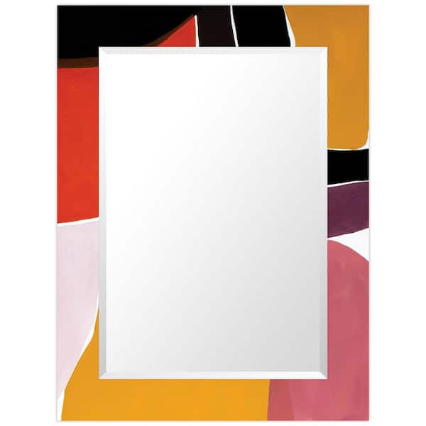 Empire Art Direct 30 in. x 40 in. x 0.4 in. Finale Modern Rectangular Framed Beveled Mirror on Free Floating Printed Tempered Art Glass