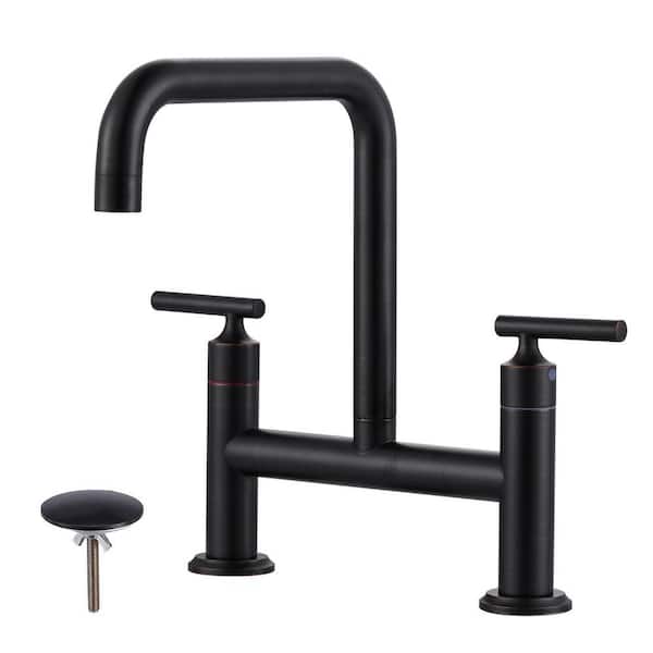 Double Handle Bridge Kitchen Faucet in Oil Rubbed Bronze