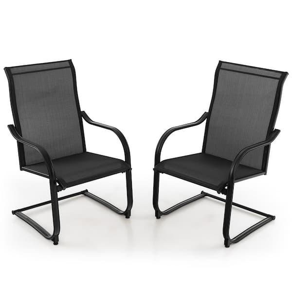 Costway 2-Piece C-Spring Motion Outdoor Dining Chairs All Weather Heavy-Duty Outdoor Black