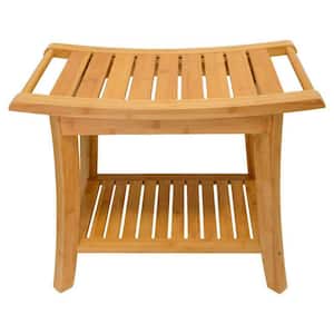 Dracelo 10 in. D x 19 in. W x 18 in. H Natural Bathroom Bamboo Shower Bench  Seat with Storage Shelf B08RBJ37LF - The Home Depot