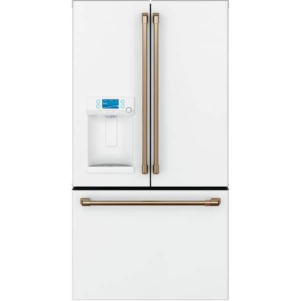 Cafe 22.2 cu. ft. Smart French Door Refrigerator with Hot Water Dispenser in Matte White, Counter Depth and ENERGY STAR