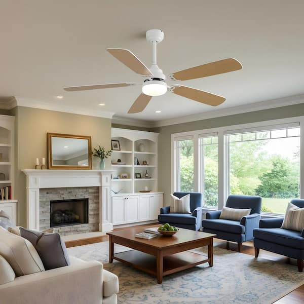 Light Pro 52 in. Indoor White Modern Ceiling Fan with Dimmable, 6 Speed Wind, Remote Control, Reversible DC Motor, Light