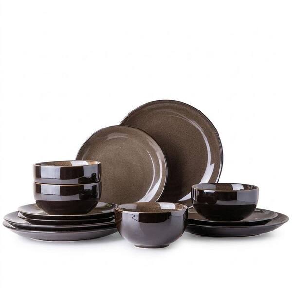 Stoneware Dinnerware Set for 4 with 10.5 in. Dinner Plates, 8.5 in. Salad Plates, and 26 oz. Bowls