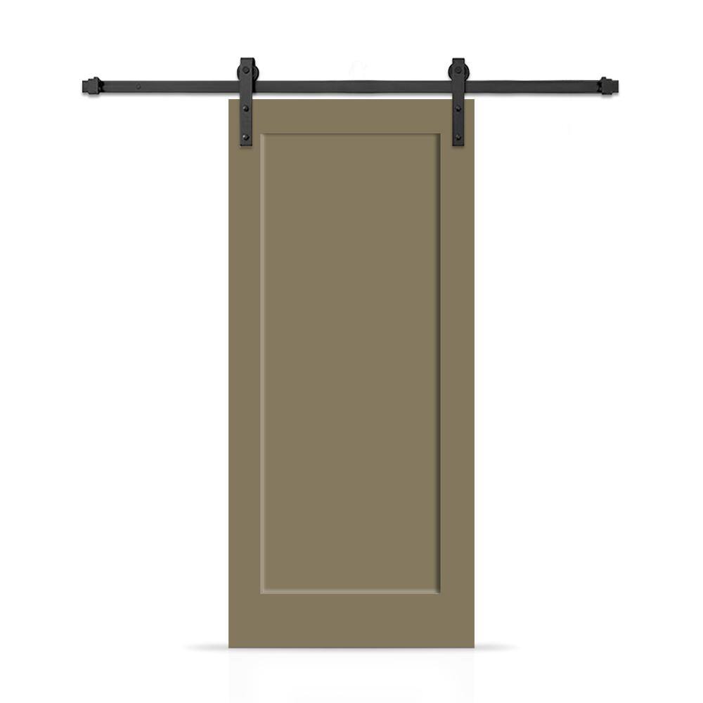 24 in. x 80 in. 1-Panel Shaker Hollow Core Olive Green Painted Composite Interior Sliding Barn Door with Hardware Kit price history on PriceWatchPro