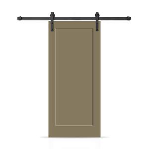 36 in. x 84 in. 1-Panel Shaker Hollow Core Olive Green Painted Composite Interior Sliding Barn Door with Hardware Kit