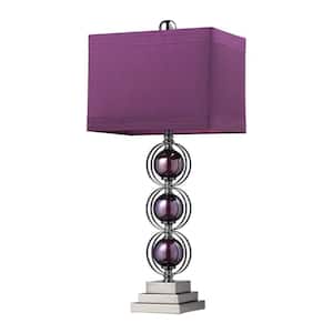 Alva Contemporary 27 in. Black Nickel and Purple Table Lamp