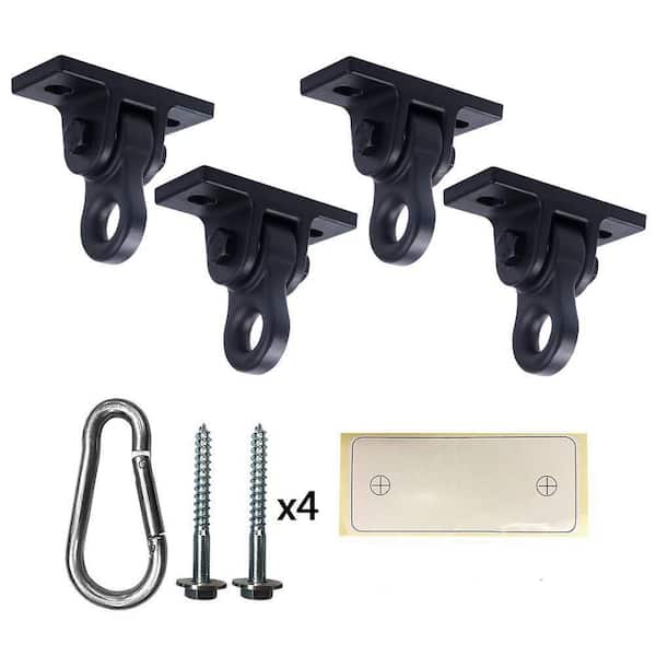 5000 lb. Capacity Heavy Duty Swing Hangers with Screws Bolts for Playground Porch Yoga Seat Trapeze, Black (4-Pack)