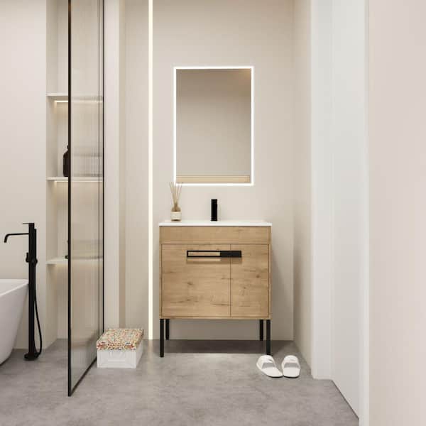 Xspracer Victoria 30 in. W x 18 in. D x 35 in. H Freestanding Single Sink Bath Vanity in Wood with White Ceramic Top and Cabinet