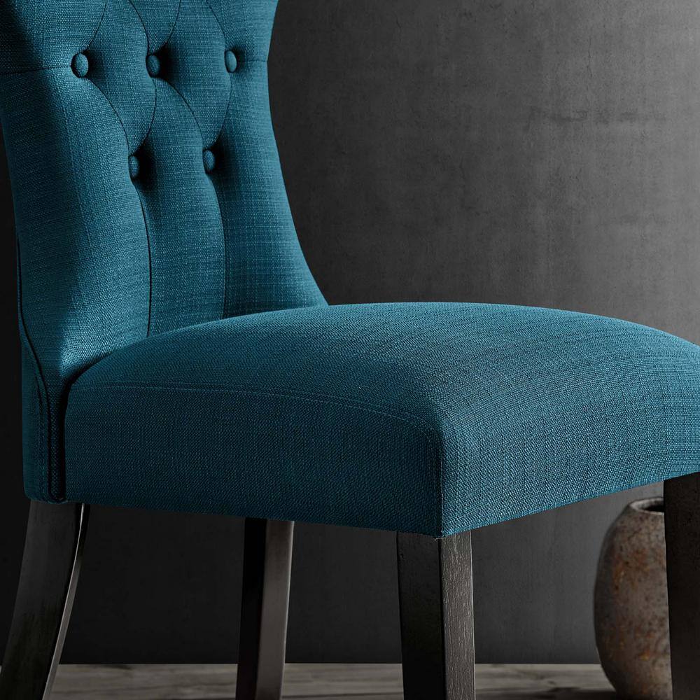 Azure Elegance High-Back Upholstered Wood Side Chair
