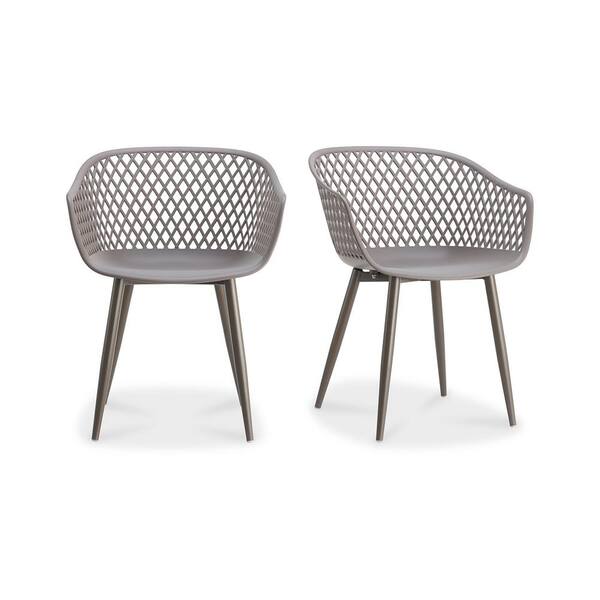 NADAAL STUDIOS Florence, Outdoor Dining Chair Polypropylene with Powder-Coated Metal Legs, Grey - Set of Two