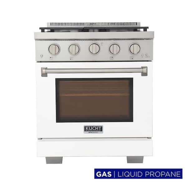 Kucht Professional 30 in. 4.2 cu. ft. 4 Burners Freestanding Propane Gas Range in White with Convection Oven