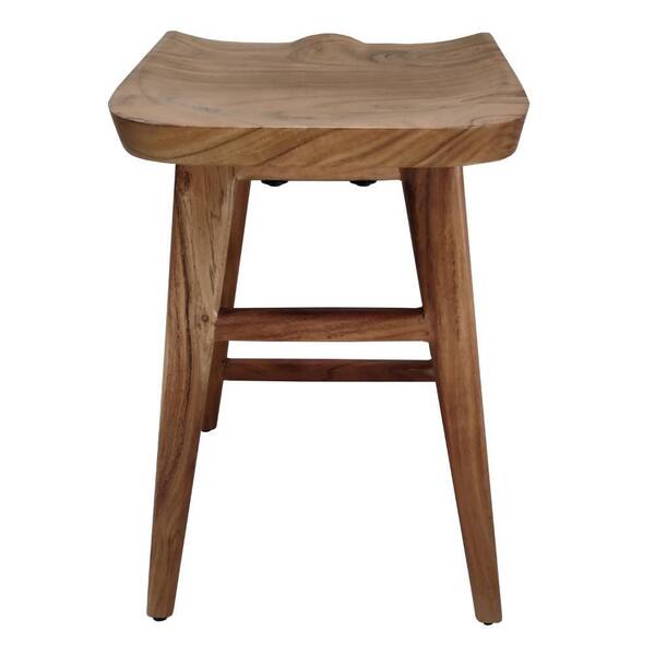 THE URBAN PORT Tisa Natural Brown Acacia Wood Backless Counter