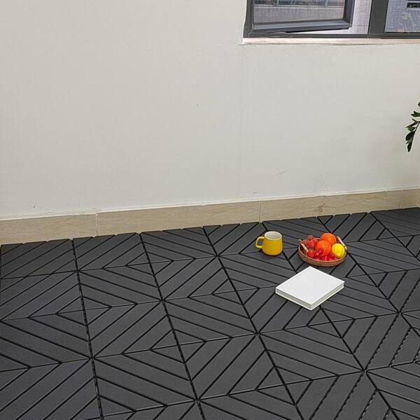 Amucolo 12 in. x 12 in. Waterproof Composite Interlocking Deck Tiles in Gray for Poolside, Balcony, Backyard (Set of 36 Tiles)