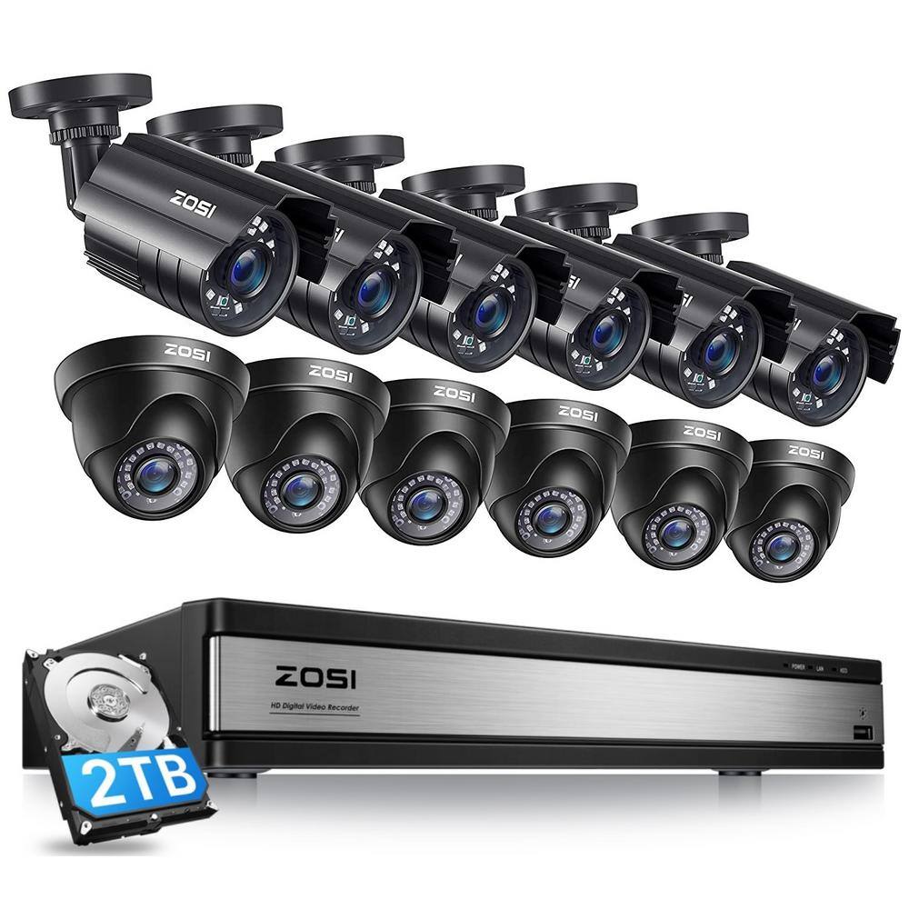 ZOSI 16-Channel 5Mp-Lite 2TB DVR Security Camera System with 6 Wired ...