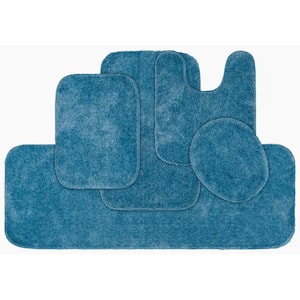 3pc Finest Luxury Ultra Plush Washable Nylon Bath Rug Set Blue - Garland