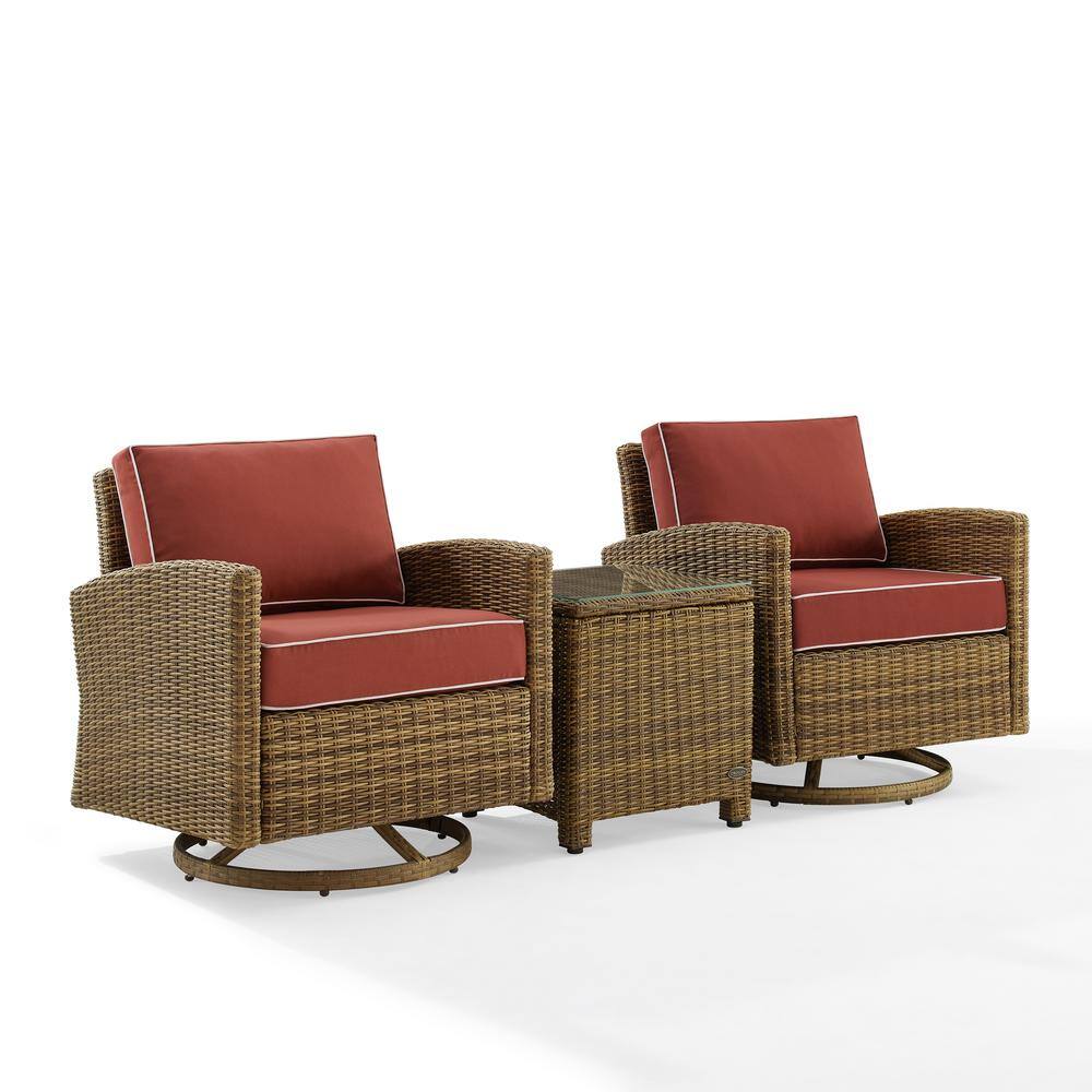 Bradenton Weathered Brown 3-Piece Wicker Patio Conversation Set with Sangria Cushions price history on PriceWatchPro