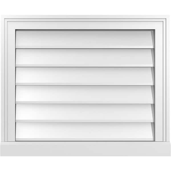 Ekena Millwork 24 in. x 20 in. Vertical Surface Mount PVC Gable Vent: Decorative with Brickmould Sill Frame