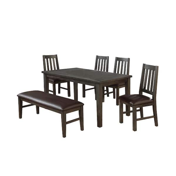 Best Master Furniture Wendy 6 Pcs Dining Set, Dark Grey