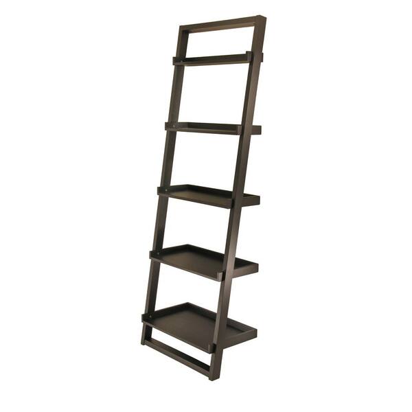 Winsome Wood Bailey 5Tier Leaning Shelf, Black 29525 The Home Depot