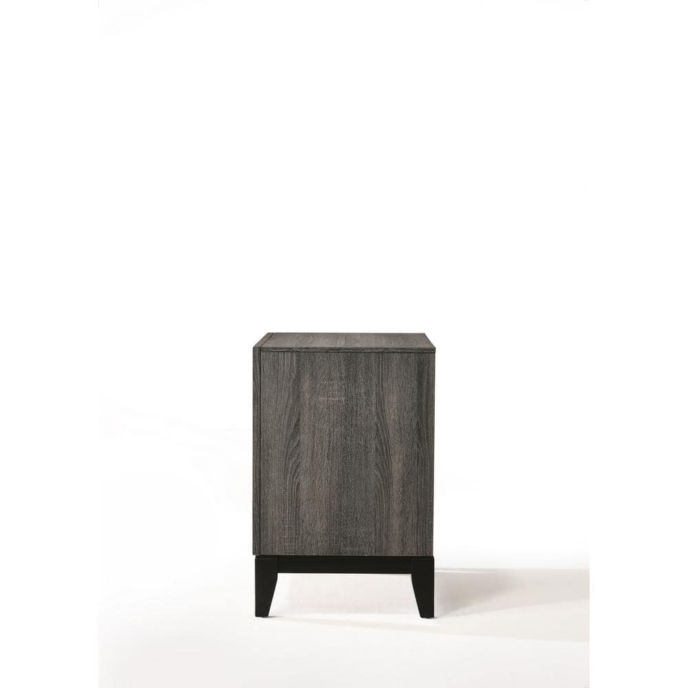 Valdemar 2-Drawer Weathered Gray Nightstand with Brushed Nickel Accents