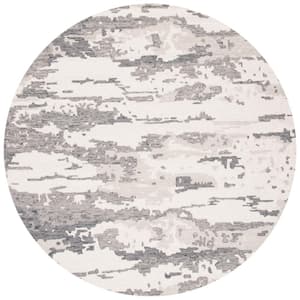 Abstract Charcoal/Ivory 8 ft. x 8 ft. Abstract Sky Round Area Rug