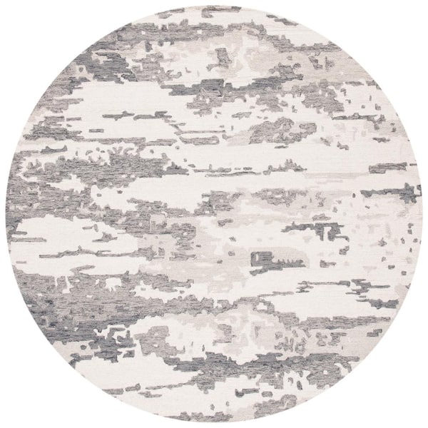 SAFAVIEH Abstract Charcoal/Ivory 8 ft. x 8 ft. Abstract Sky Round Area Rug