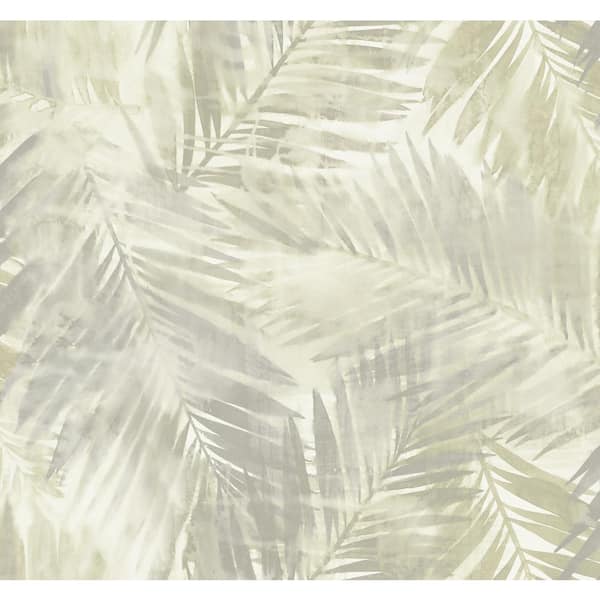 Seabrook Designs Kentmere Tropical Leaf Metallic Ivory and Grey Paper Strippable Roll (Covers 60.75 sq. ft.)
