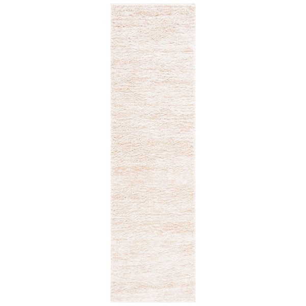 SAFAVIEH Berber Shag 2 ft. x 6 ft. Ivory/Beige 2-Toned Solid Runner Rug