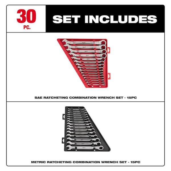 SAE Ratcheting Combination Wrench Set (15-Piece)