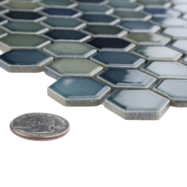Merola Tile Hudson 1 in. Hex Atlantis 11-7/8 in. x 13-1/4 in