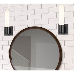 Saavy Integrated LED Black Indoor Wall Sconce Light Fixture with Round Cylinder Acrylic Shade