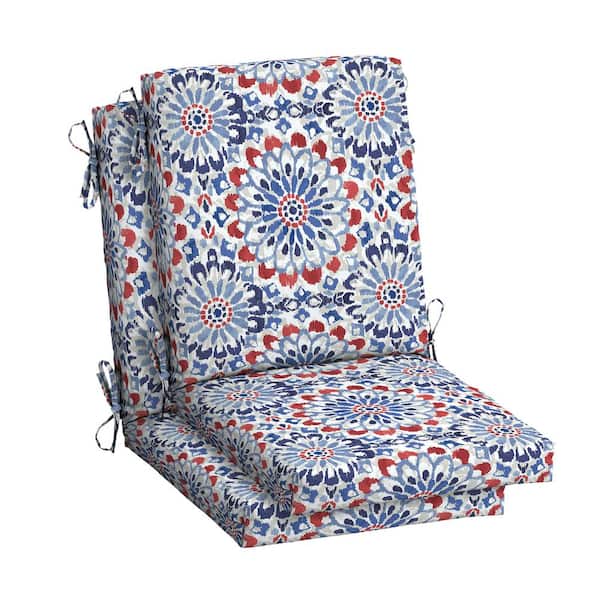 ARDEN 20 in. x 20 in. Clark Blue High Back Outdoor Dining Chair Cushion (2-Pack)