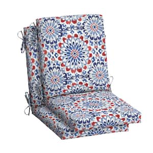 20 in. x 20 in. Clark Blue High Back Outdoor Dining Chair Cushion (2-Pack)