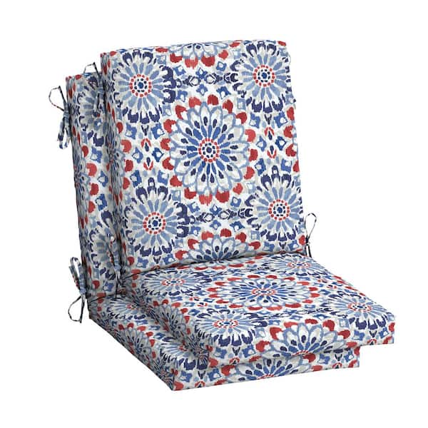 ARDEN SELECTIONS 20 in. x 20 in. Clark Blue High Back Outdoor Dining Chair Cushion (2-Pack)