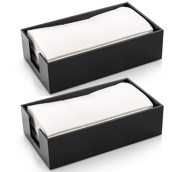 Set of 2 Black Acrylic Napkin Holders with U-Shaped Opening 8.3 x 4.5 x 2.2 in Disposable Paper Towel
