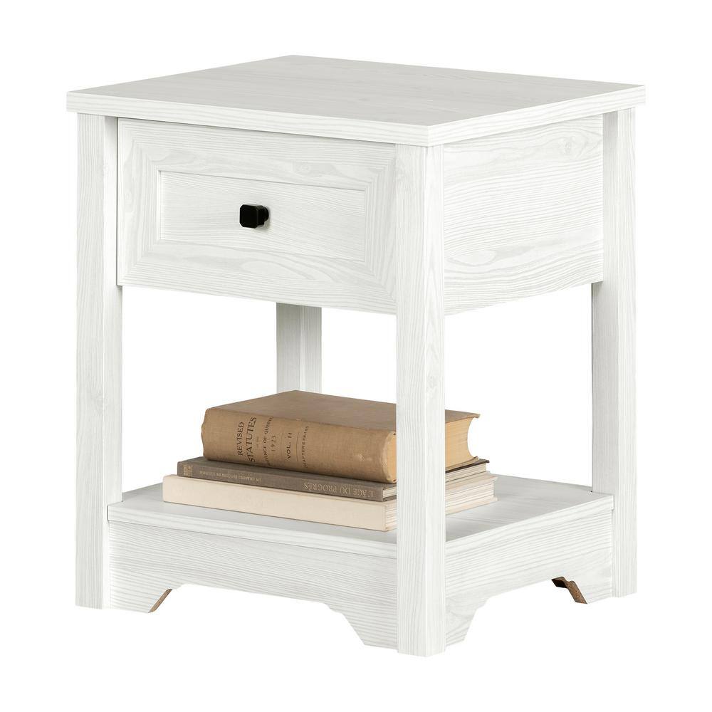 White Pine Rectangular Wood End Table with Storage