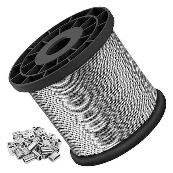 1 / 1 6 Inch 304 Stainless Steel Trellis Wire Rope 328FT Aircraft Cable with 1 50 Crimping Sleeves 7x7 Strand Trellis