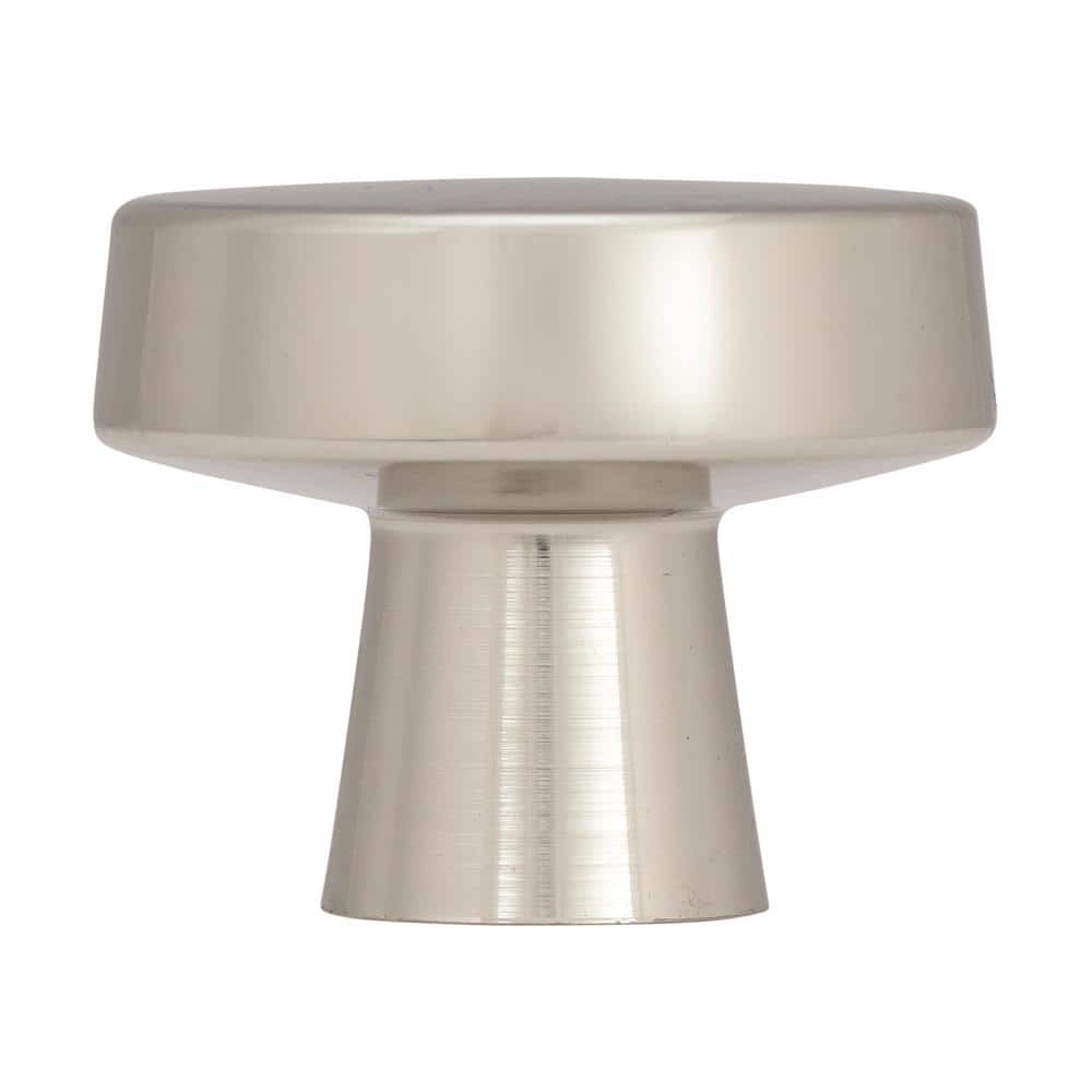 Polished Nickel Round Cabinet Knob with Mounting Hardware