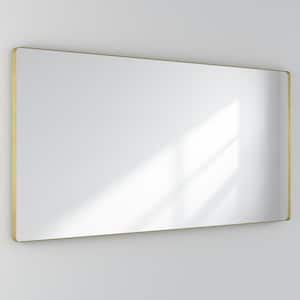 59 in. W x 28 in. H Rectangular Framed Wall Mounted Bathroom Vanity Mirror in Brushed Gold