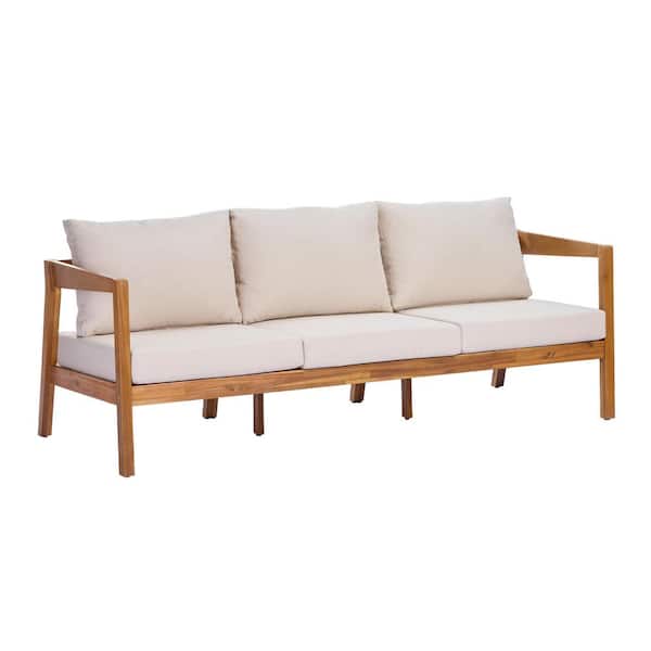 POLYWOOD Mission Plastic Outdoor Deep Seating Couch in Teak with