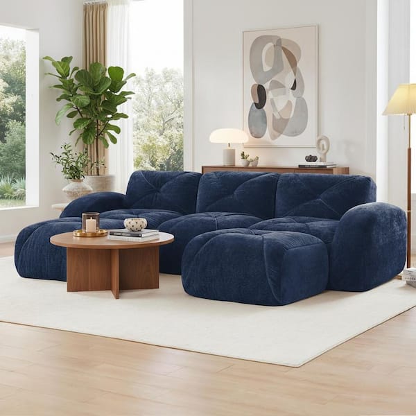Homy Casa SAND 110.6 in. Oversize U-Shape Modular Velvet Sectional