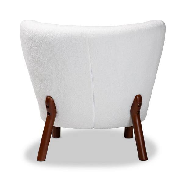 Baxton Studio Cabrera White and Walnut Brown Accent Chair 204