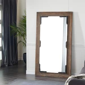 70 in. x 40 in. Brown Wood Rustic Rectangle Wall Mirror