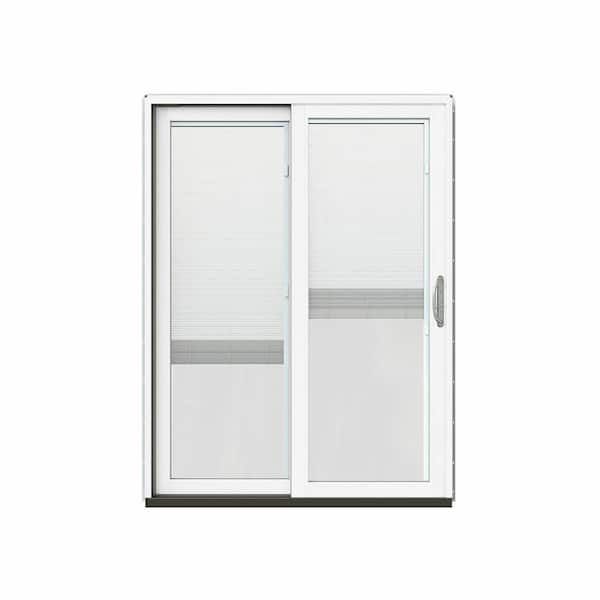 JELD-WEN 60 in. x 80 in. W-2500 Contemporary Bronze Clad Wood Left-Hand Full Lite Sliding Patio Door w/White Paint Interior