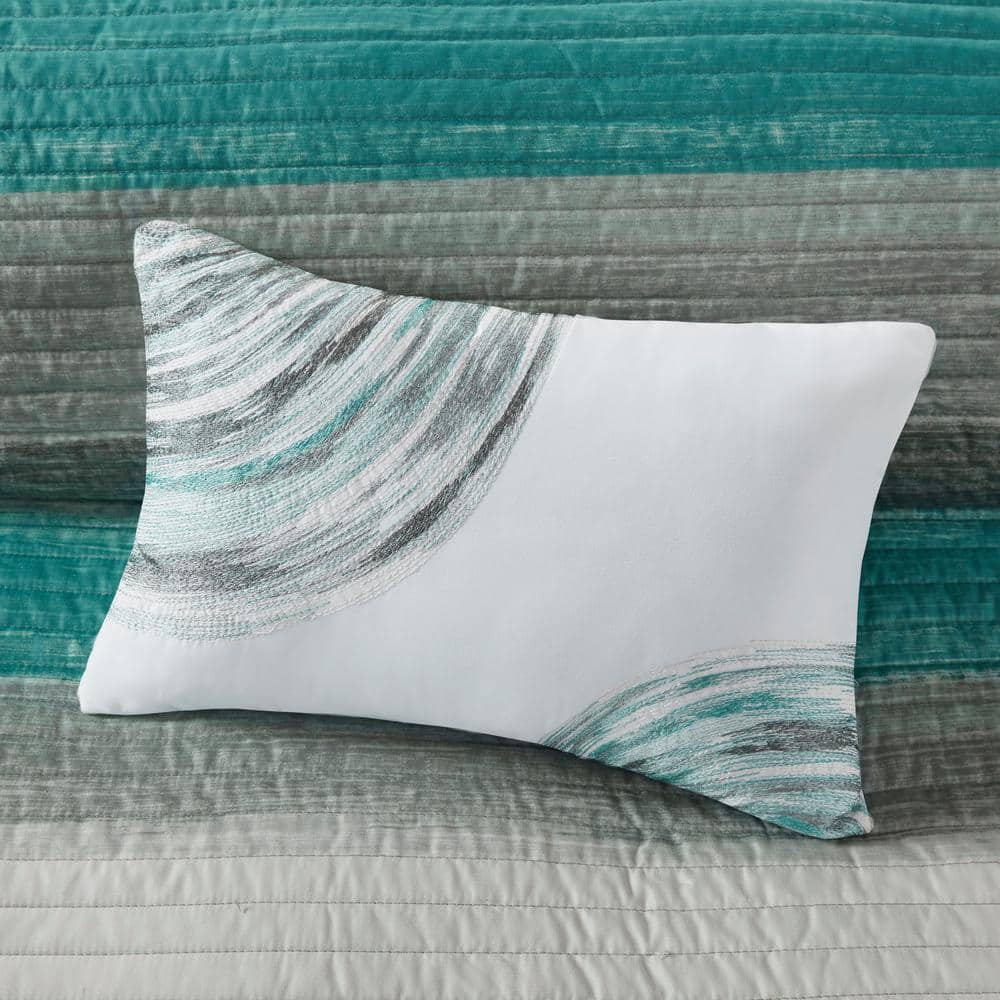 Aqua Queen Microfiber Reversible Coverlet and Sheet Set