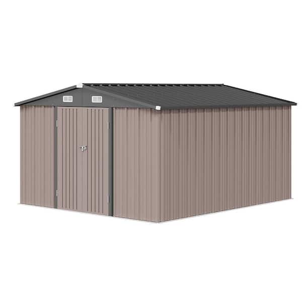 Sizzim 12 ft. W x 10 ft. D Outdoor Metal Storage Shed with 4