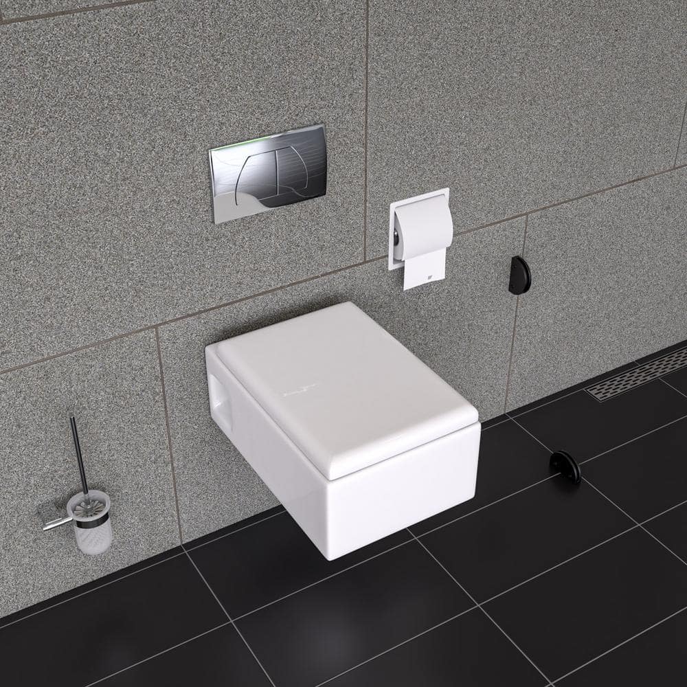 Matte White Stainless Steel Recessed Toilet Paper Holder with Cover